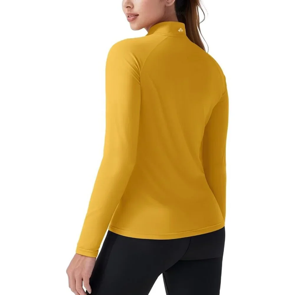 Women's Athletic Quarter-Zip Pullover Slim Fit Mock Neck Quick-Dry Yoga - Picture 2 of 6